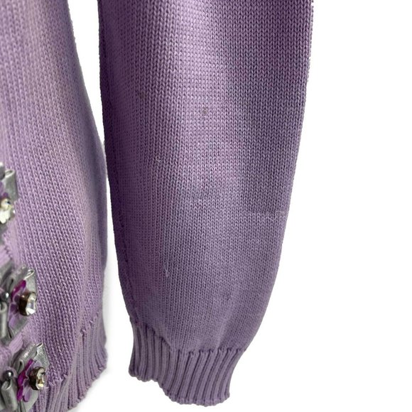 Mary Katrantzou - Crystal Flower Knit Sweater Top - Lilac, Purple, Grey - S - Picture 9 of 13
